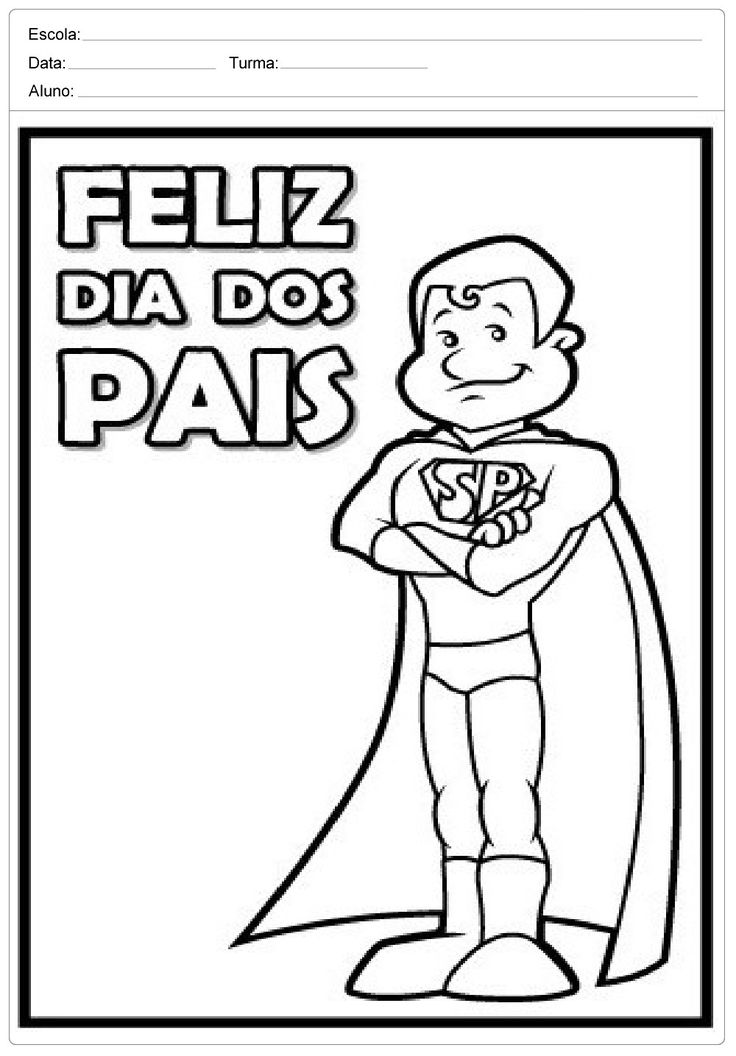 Desenho para colorir atividade Dia dos Pais Educação Infantil