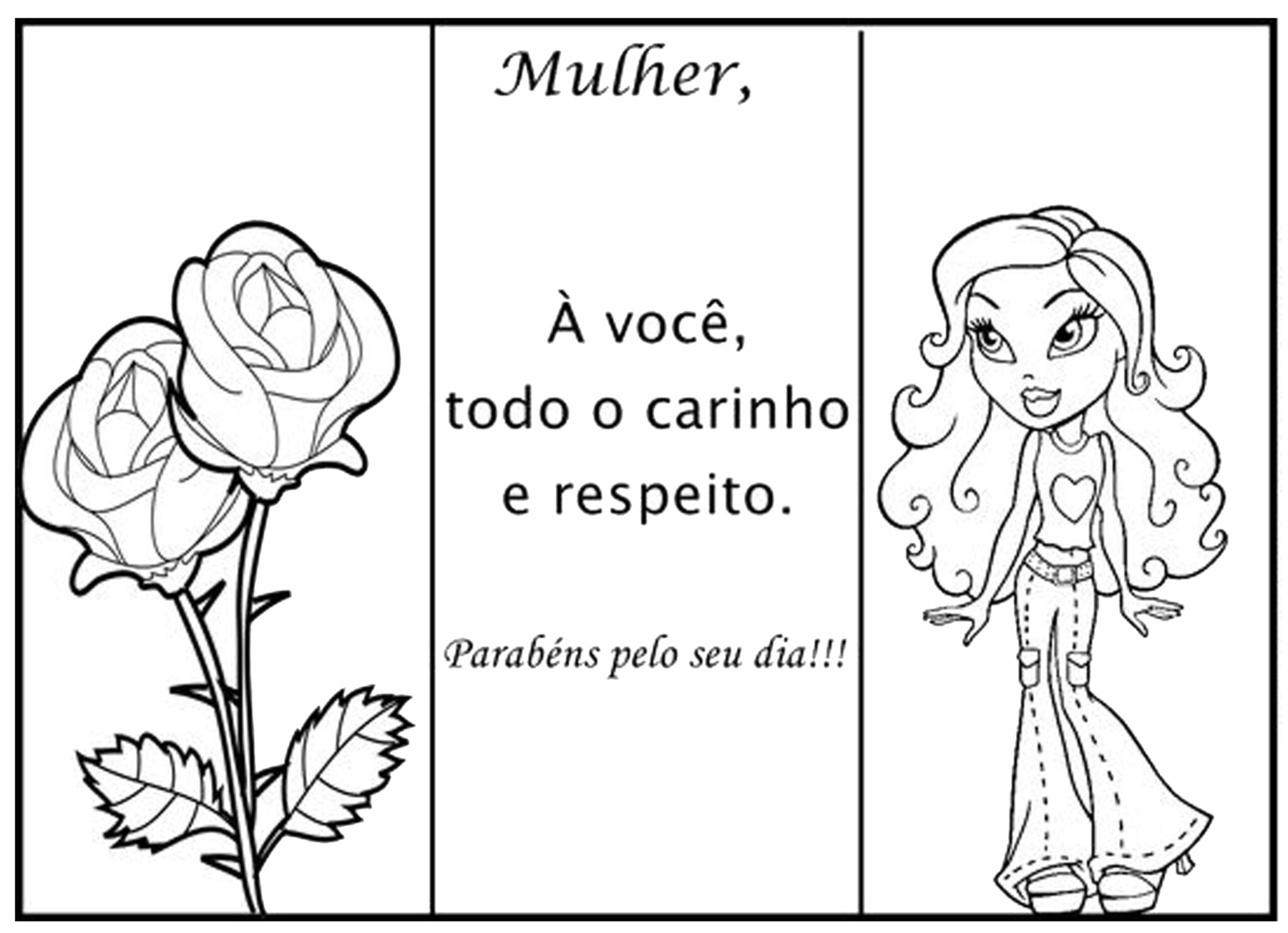 Desenhos para Colorir Dia Internacional da Mulher - Educação Infantil
